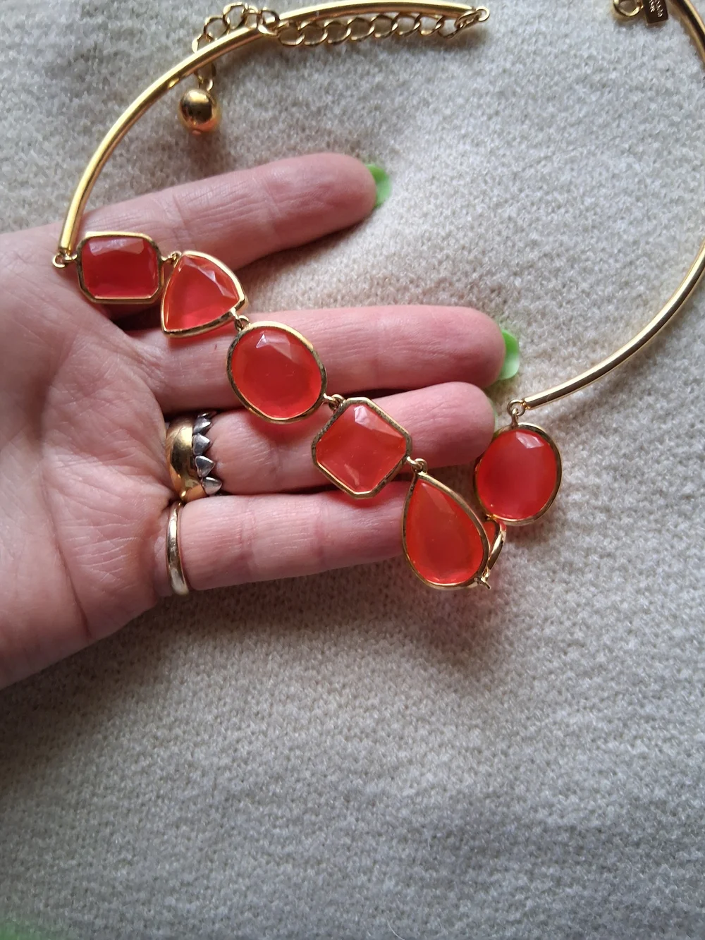 Kate Spade Gold-Tone Necklace with Watermelon Colored Gemstone Accents